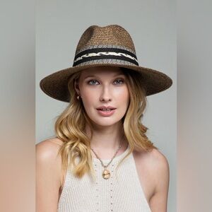 Women's Ruggine Braided Trim Panama Hat with Inner Adjustable Band